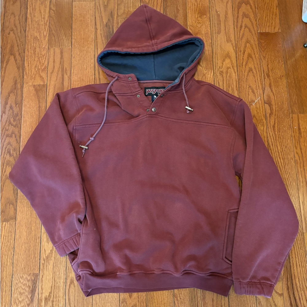 Vintage Jansport Maroon Burgundy Hoodie Sweatshirt